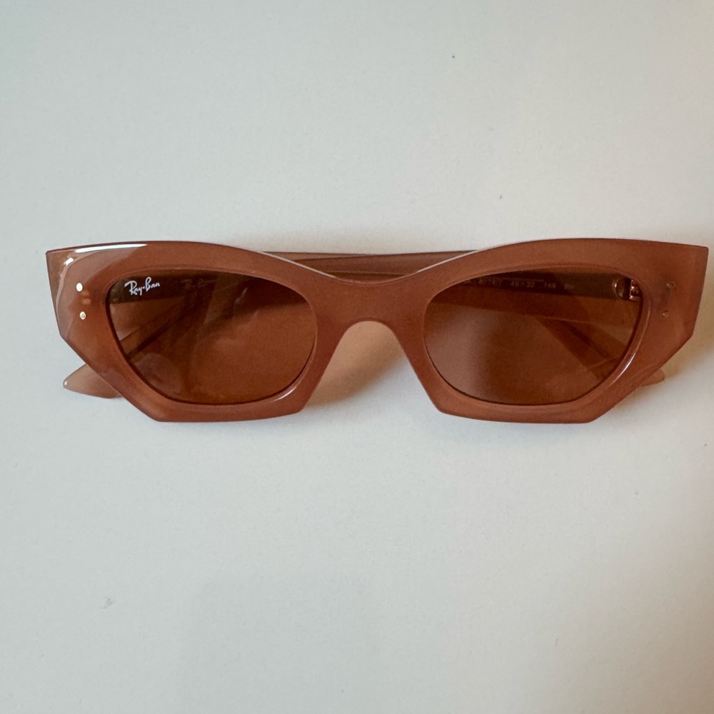 Ray-Ban Sunglasses RB4430 ZENA 6778/7 Cannella Cloudy Shiny Frames Orange Lenses - Picture 7 of 16
